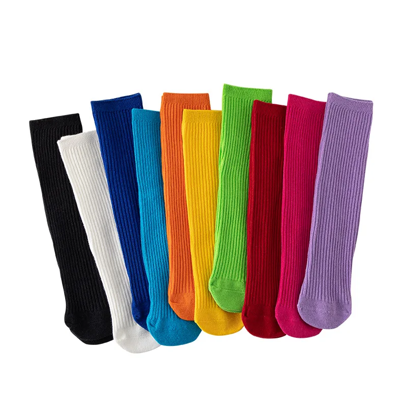 Calcetines para niños, nuevos calcetines apilables de Color sólido y brillante para niños, calcetines de pantorrilla verticales de versión coreana de alta elasticidad - imagen 2