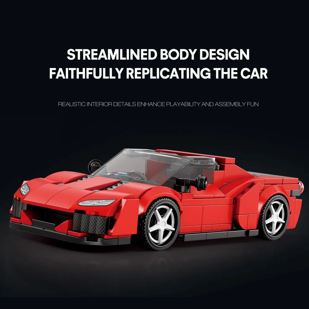 Bloques de construcción de automóviles de carreras de velocidad, 298 Uds., vehículos deportivos de ciudad, colección de modelos 1:24, exhibición de escritorio, juguetes para niños, regalos de vacaciones - imagen 4
