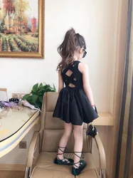 Vestido algodón negro para niña verano
