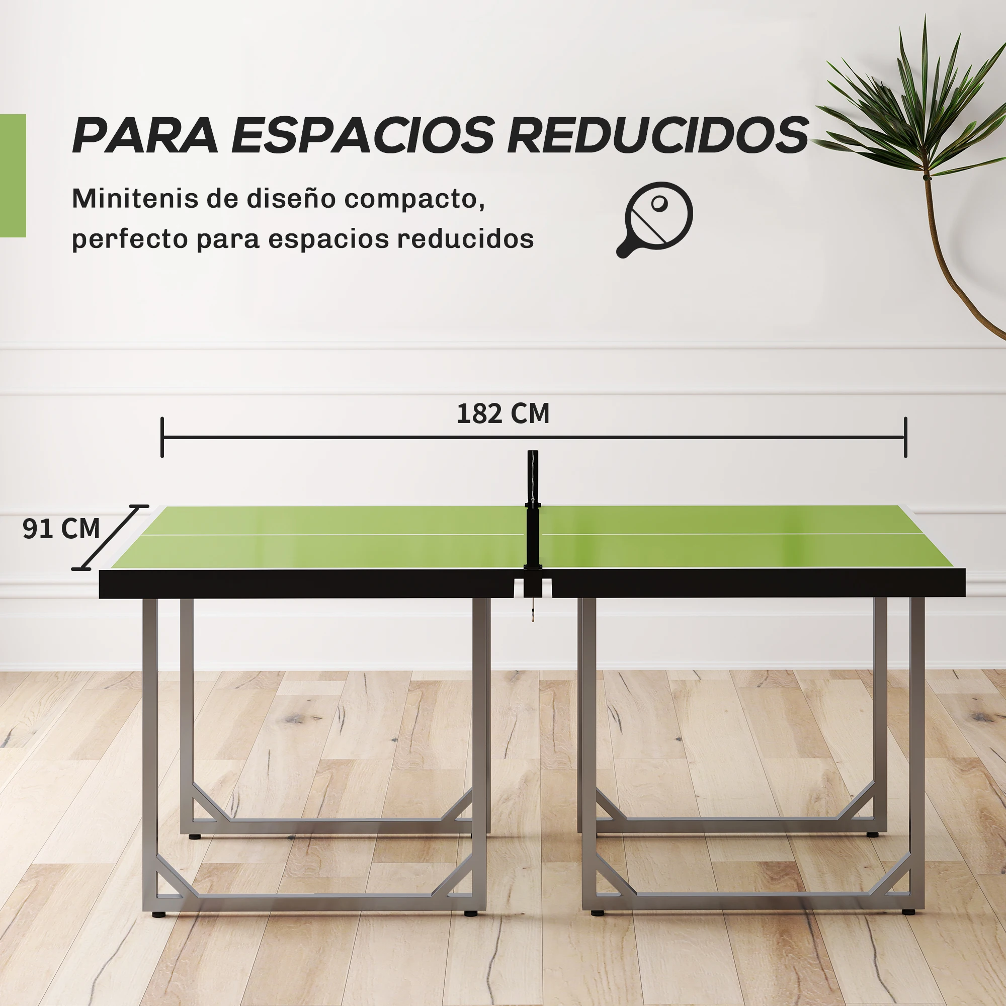 HOMCOM Mesa de Ping-Pong Plegable, 182x91cm, Fácil de Transportar, Resistente a la Intemperie, Estable, Mesa de Tenis con Red y Marco de Acero, para Interior y Exterior, Verde - imagen 5