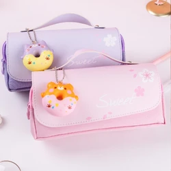 Estuche de lápices Kawaii, bolsa bonita, bolsa de almacenamiento de bolígrafos de gran capacidad, papelería coreana creativa de descompresión, suministros escolares para niñas