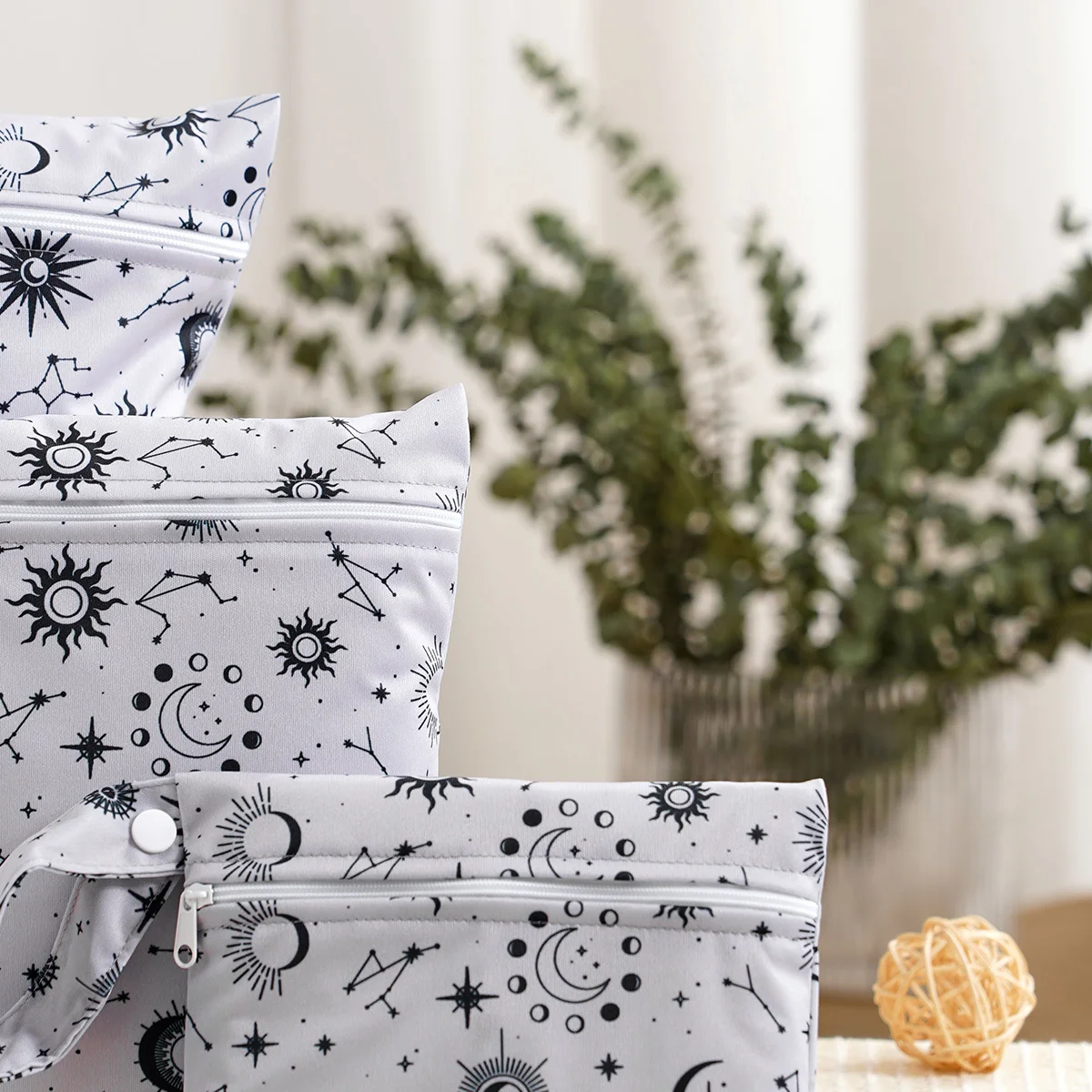 3 unids/set de tela reciclada, bolsa húmeda impermeable, bolsas húmedas y secas para pañales de tela de bebé, traje de baño, ropa húmeda, bolsa de almacenamiento sanitario - imagen 3