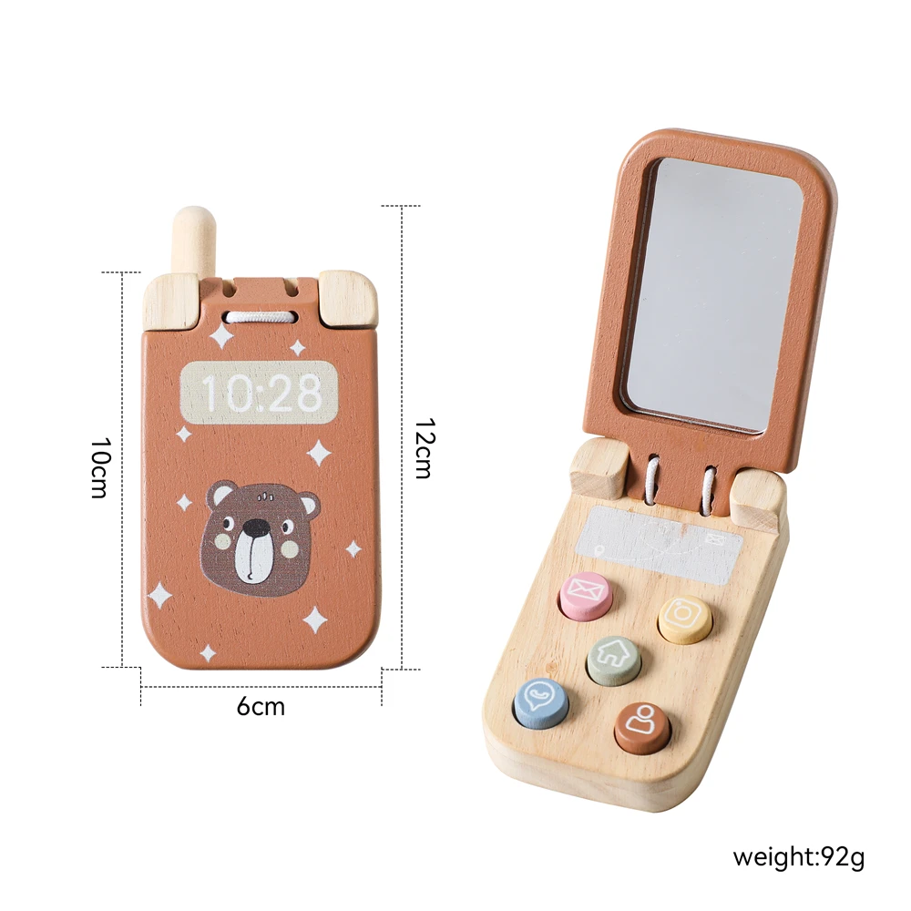 Mordedor de madera con forma de oso – Teléfono educativo para bebés - imagen 4
