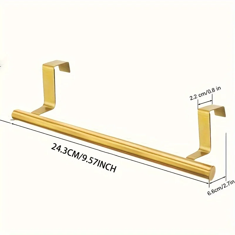 Barra de toallas sin taladro con acabado dorado para baño y cocina - imagen 5