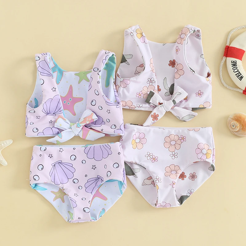 Tankini infantil con estampado de conchas y flores – Bañador dos piezas - imagen 5