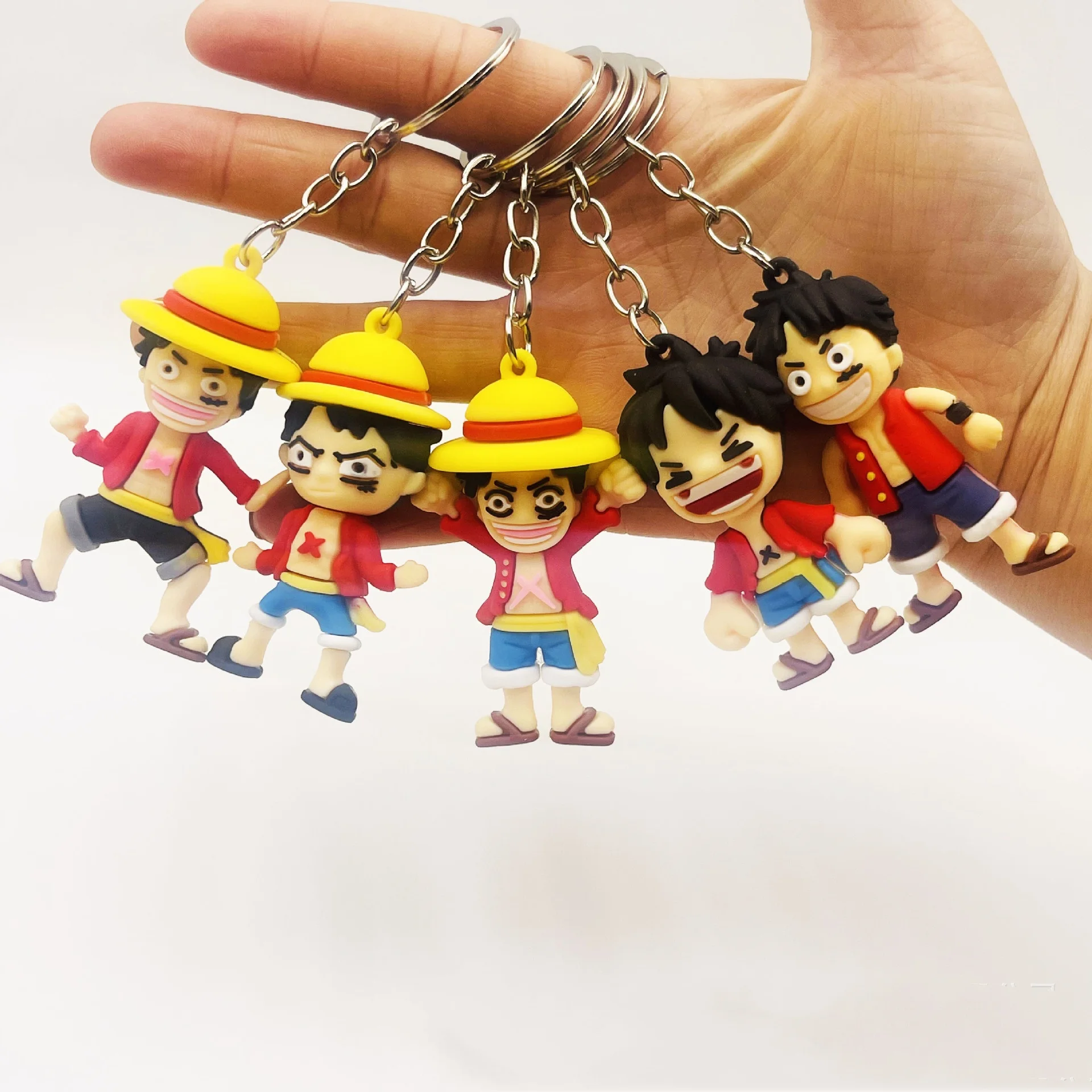 7 estilos Anime llavero de una pieza Luffy silicona lindo coche llavero colgante juguetes cumpleaños niños juguetes regalos - imagen 5