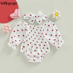 VISgogo Mameluco San Valentín niña corazón manga larga cuello barco