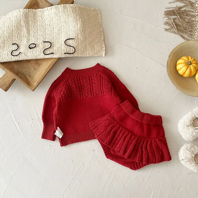 MILANCEL nuevo suéter de invierno para bebé 3M-3T Color sólido dulce Jersey de punto para niñas lindas prendas de punto holgadas ahuecadas para niños pequeños - imagen 3