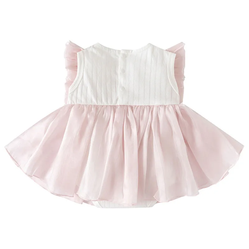 Vestido de verano sin mangas para bebé niña con lazo rosa - imagen 3