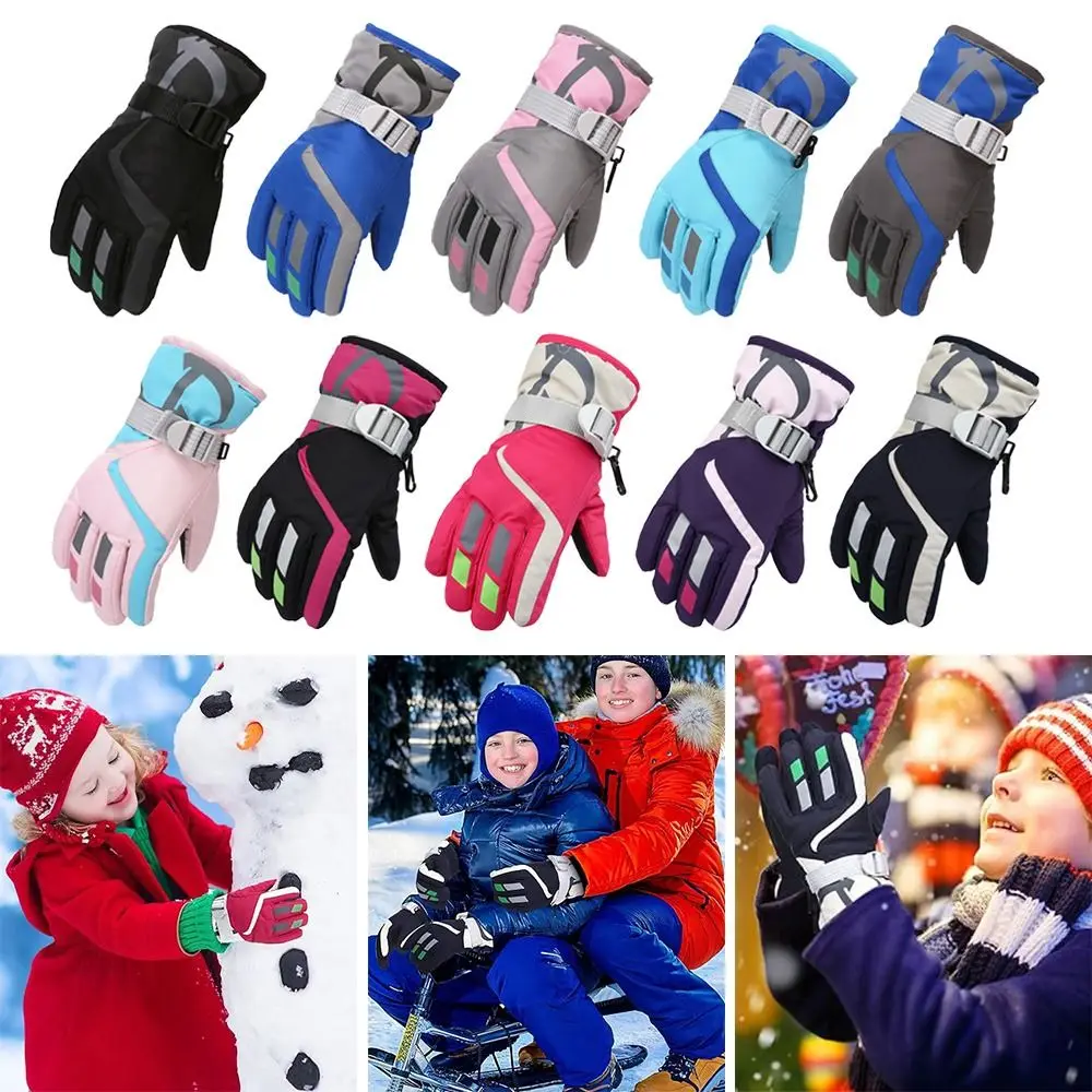 Guantes de esquí a prueba de viento para niños y niñas, manoplas gruesas e impermeables para mantener el calor, Invierno - imagen 5