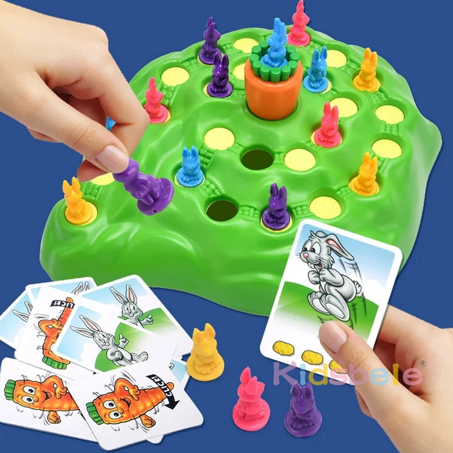 Juego de mesa para niños de 2 a 4 jugadores, divertido juego de trampa de conejo, conejo de juguete, carrera de campo traviesa - imagen 4