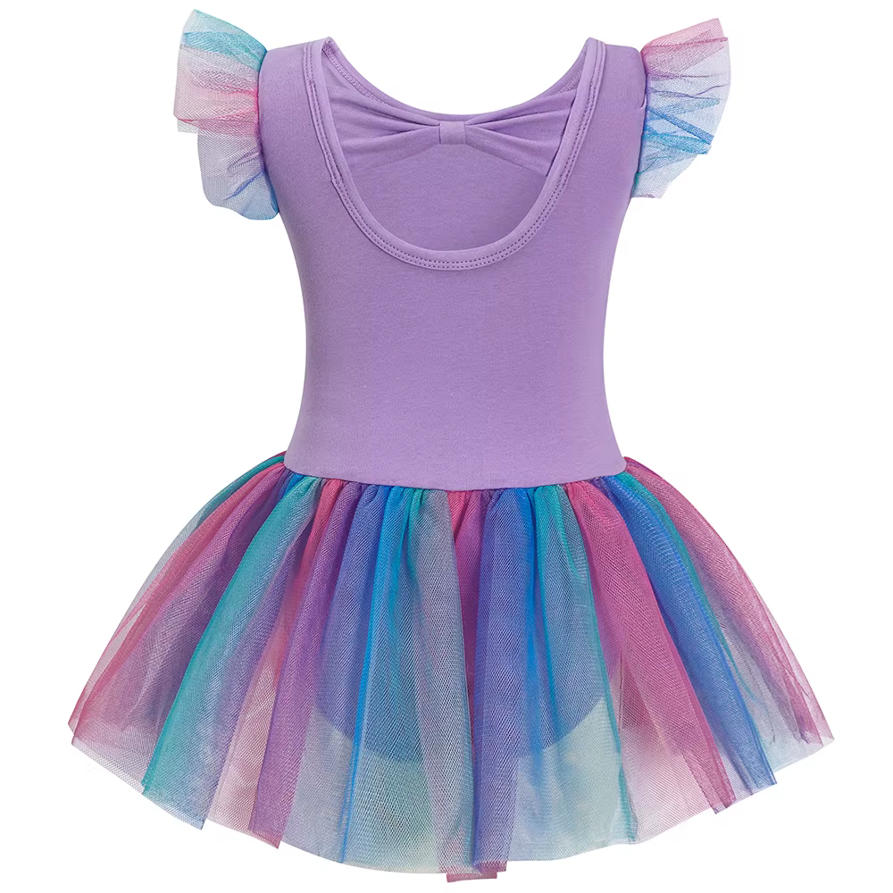 Tutú de ballet con mangas volantes y brillo para niñas