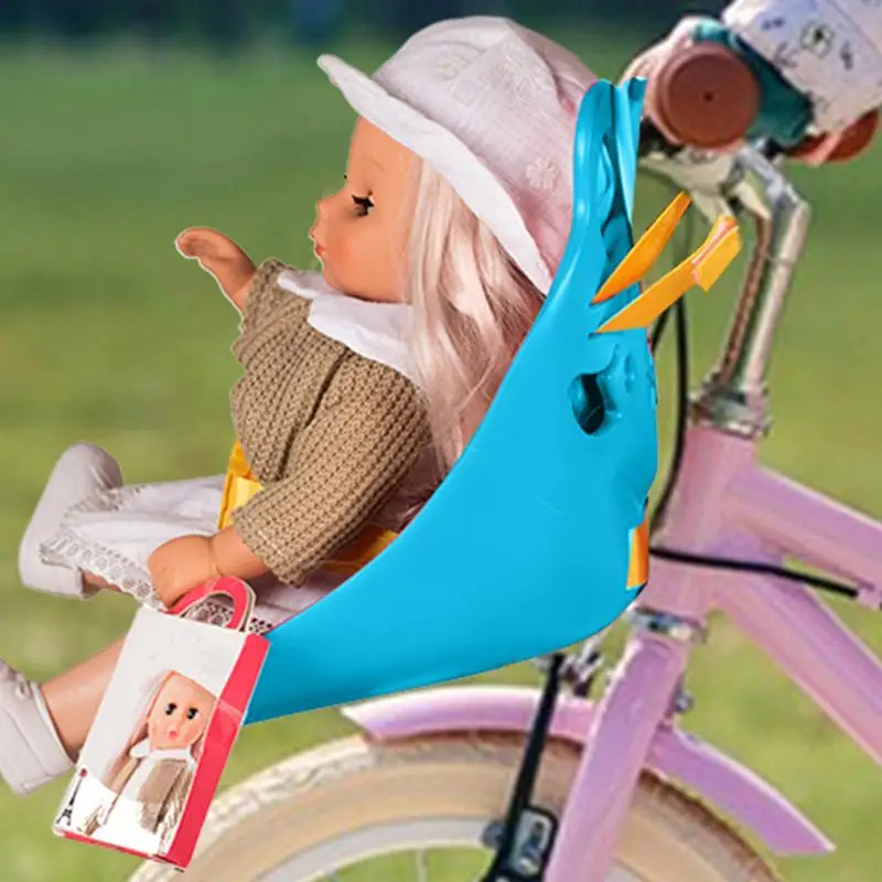 Asiento de ciclo de muñeca, silla SDoll bonita, portador de muñeca Ilicone, accesorio de ciclo decorativo, portador de muñeca divertido con correa para niños y - imagen 2