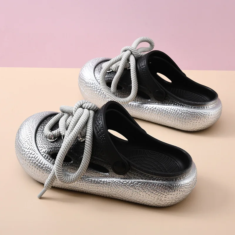 Sandalias plataforma verano niños – Cordones, doradas y plateadas