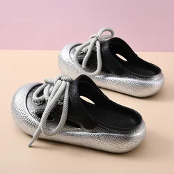 Sandalias plataforma verano niños – Cordones, doradas y plateadas