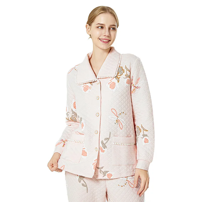 Pijamas de lactancia con estampado floral para otoño e invierno - imagen 4