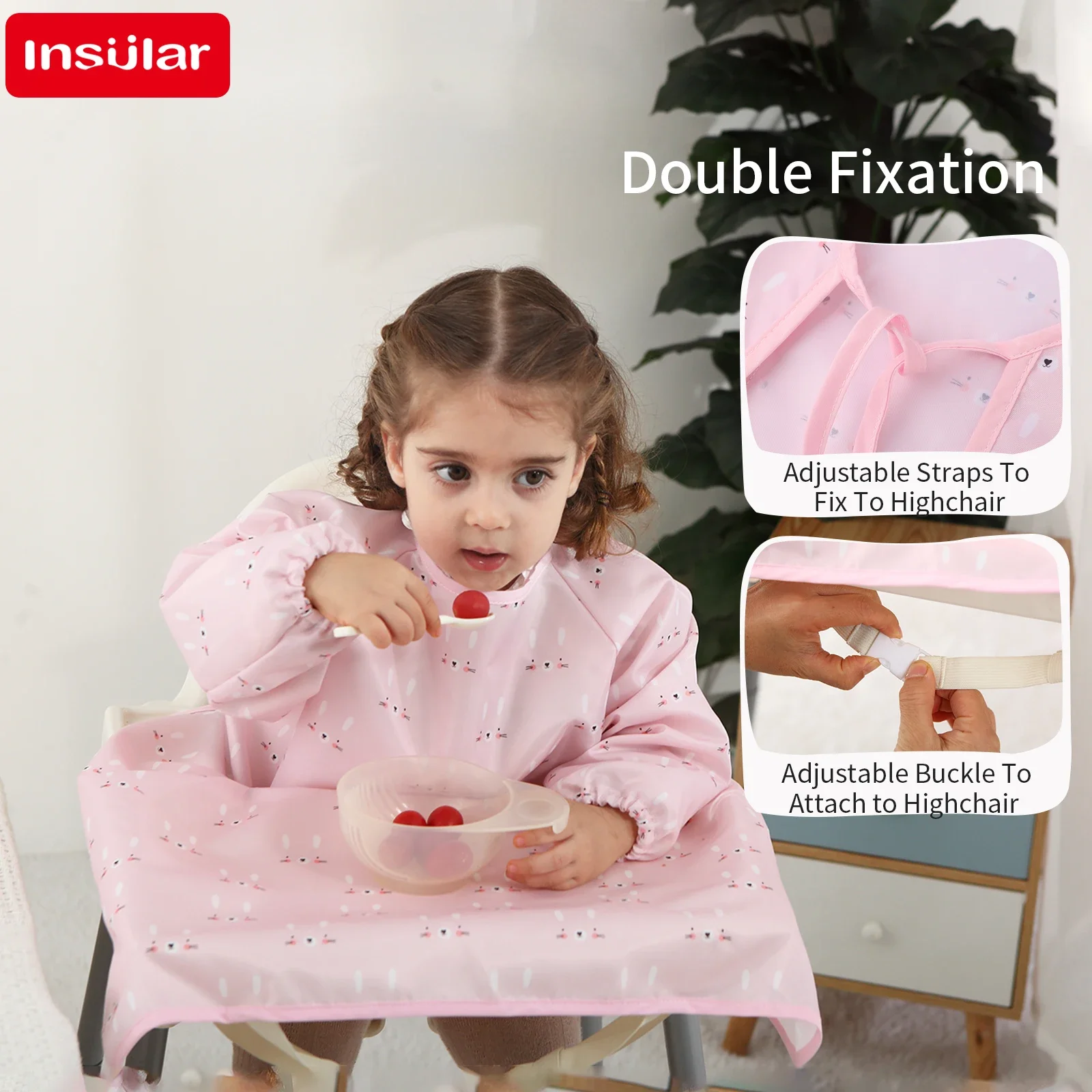 Baberos INSULAR para bebé, vestido impermeable de manga larga inversa para niño, delantal de alimentación infantil de dibujos animados, monos de dibujo, toalla de Saliva para niño - imagen 2