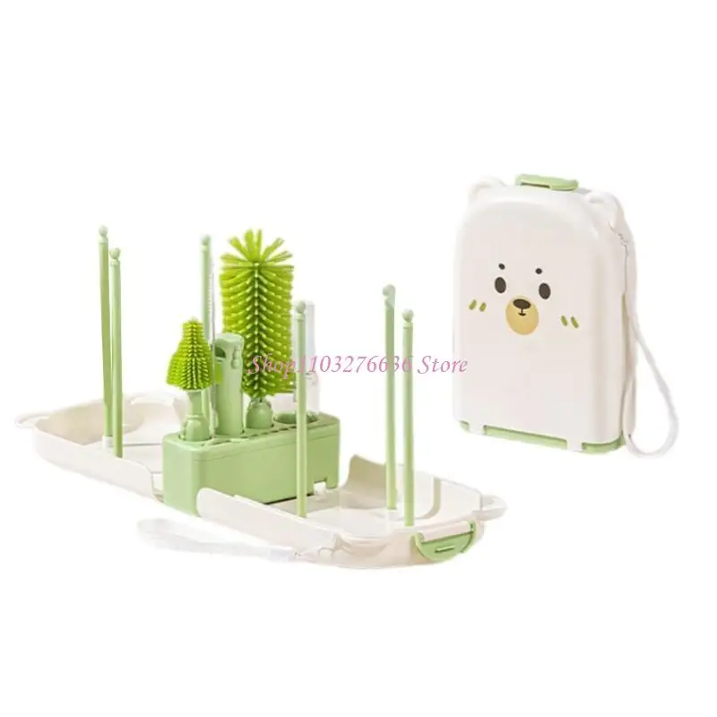 Cepillo limpieza botellas R6FD con cepillo limpiador estante secado para limpieza botellas agua