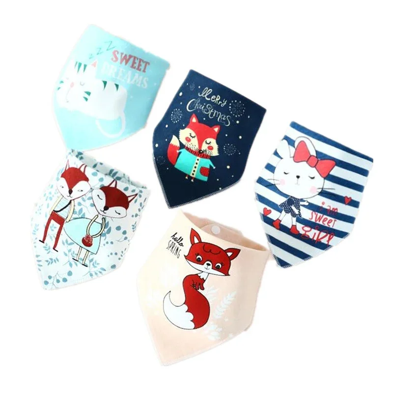 Baberos Bandana para bebé, patrón aleatorio, tela para eructar de animales, delantal de algodón de dibujos animados para niños pequeños, toallas de Saliva, Baberos, 1 ud. - imagen 4