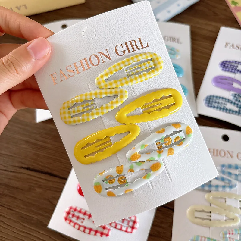 6 uds dulce lindo dibujo de fruta chica encaje hueco goteo Bb Clip flequillo pasadores a cuadros sombreros niñas niños accesorios para el cabello - imagen 3