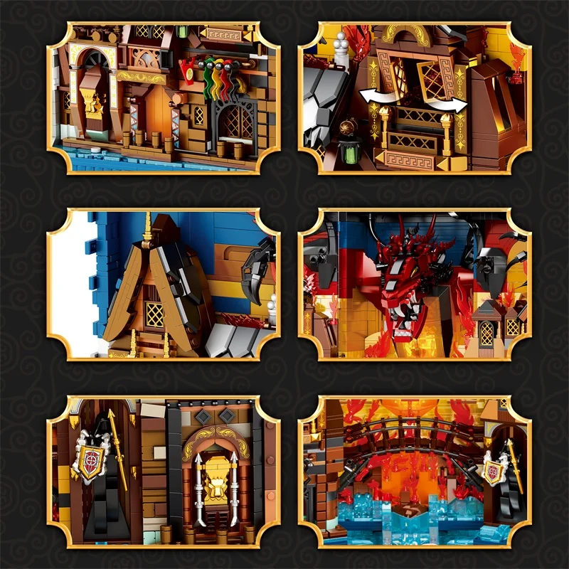 Bloques de construcción de librería temática Hobbit, juguetes de montaje, decoración creativa de escritorio, sujetalibros, modelo de ladrillos, juguetes para niños, regalos, 3398 Uds. - imagen 5