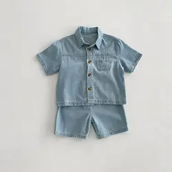 Milangel Conjunto Vaquero Infantil Camisa y Pantalones Cortos