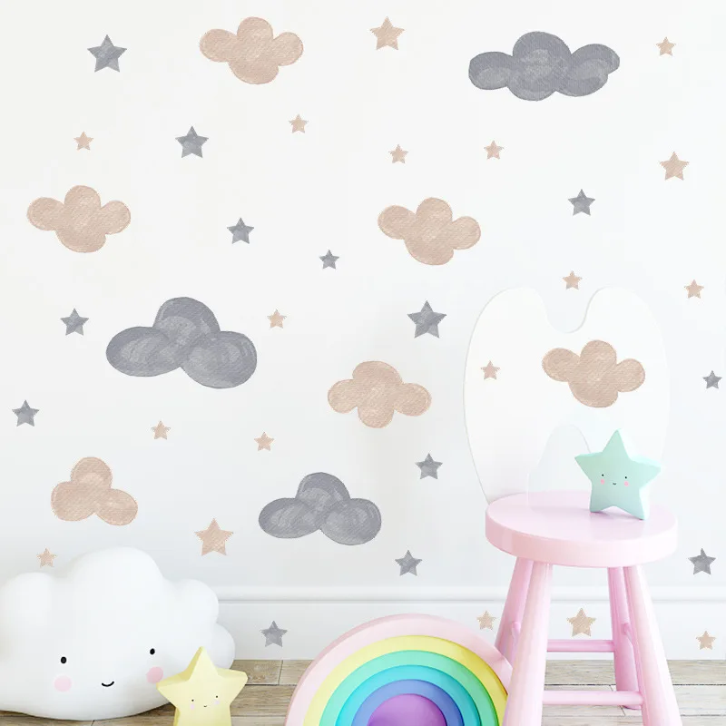 Pegatinas estrellas y nube estilo bohemio para habitación infantil - imagen 2