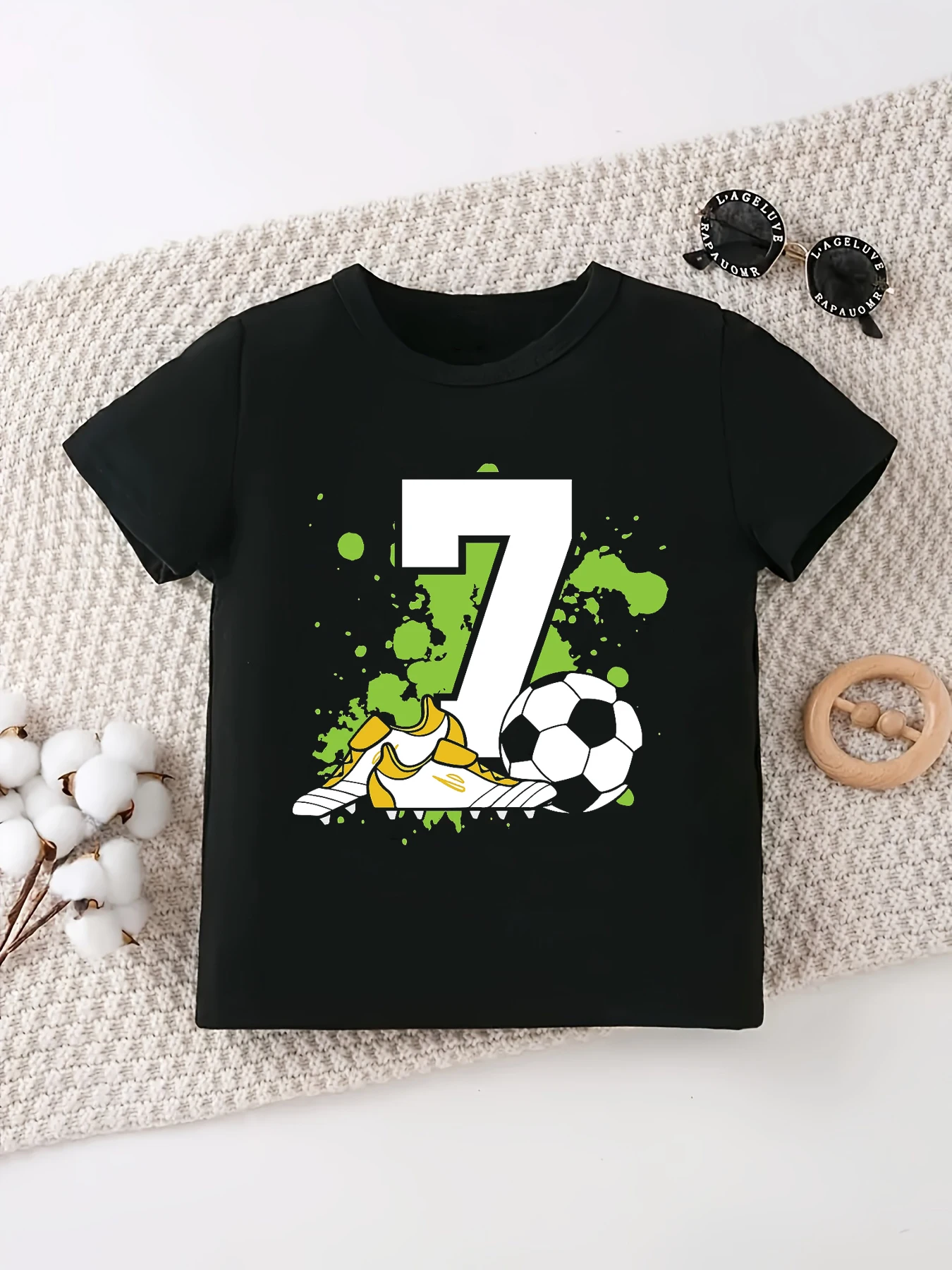 Camiseta con estampado de fútbol para niño, camiseta con tema de fútbol para niño, el mejor regalo de cumpleaños, ropa Kawaii para niño, 7/8, 9