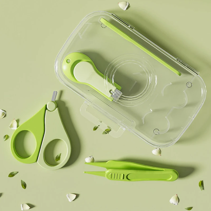 Recortador de uñas para bebé, kit de cuidado de la salud para bebé, juego de cuidado de uñas para bebé, recortador de dedos infantil, tijeras, cortaúñas, caja de almacenamiento, 4 piezas por juego - imagen 2