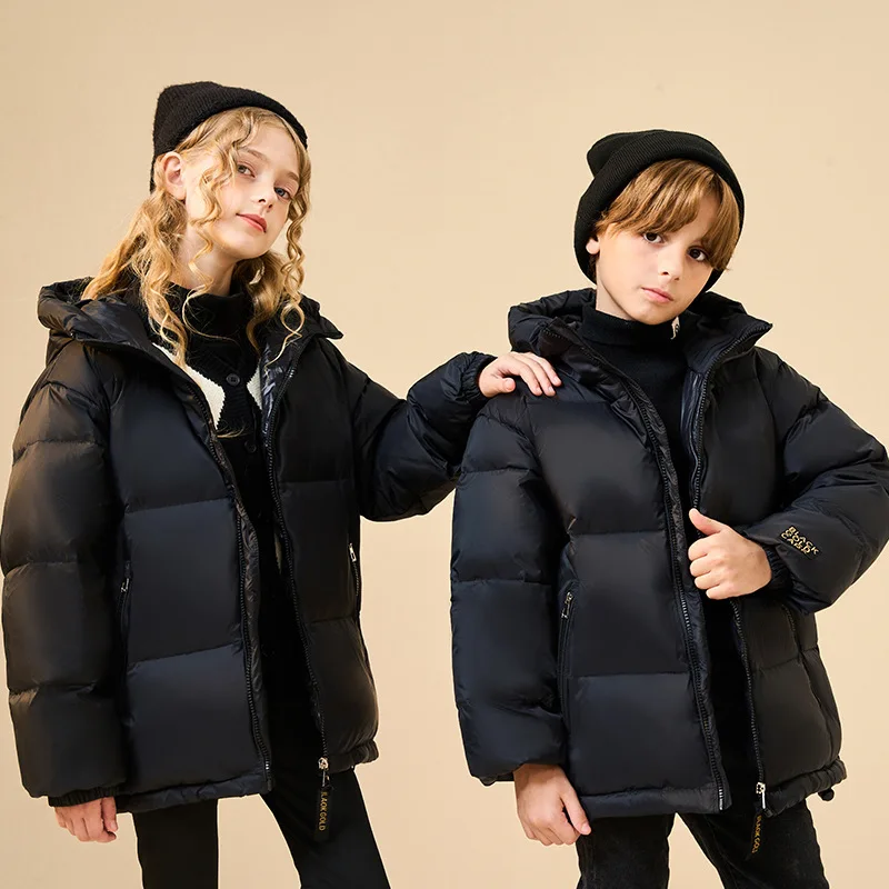 Chaqueta de plumón infantil dorada y negra – Cálida y ligera - imagen 2