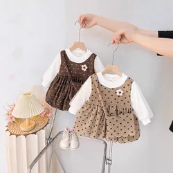 Vestido infantil de flores con manga larga para primavera y otoño