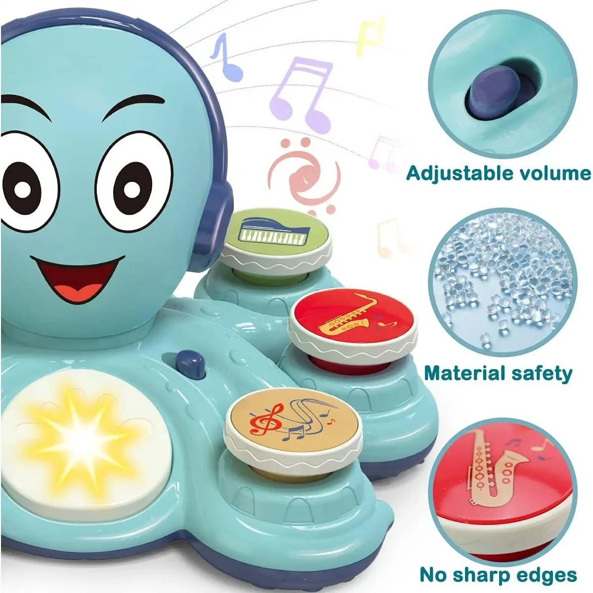 Juguetes musicales para bebés, juguetes de aprendizaje para niños pequeños, juguetes de música de pulpo, instrumentos educativos musicales para niños en edad preescolar, juguete para cumpleaños - imagen 4