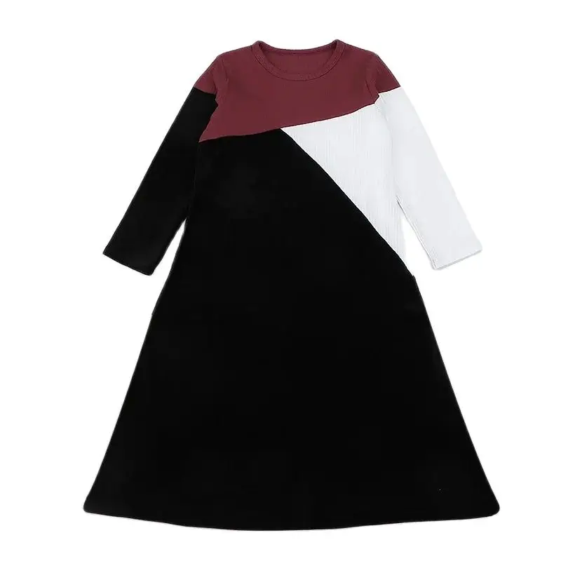 Camisón de manga larga para niñas, ropa acanalada de terciopelo, vestidos informales para niñas, ropa para niños, vestido de invierno para niños, cuello redondo