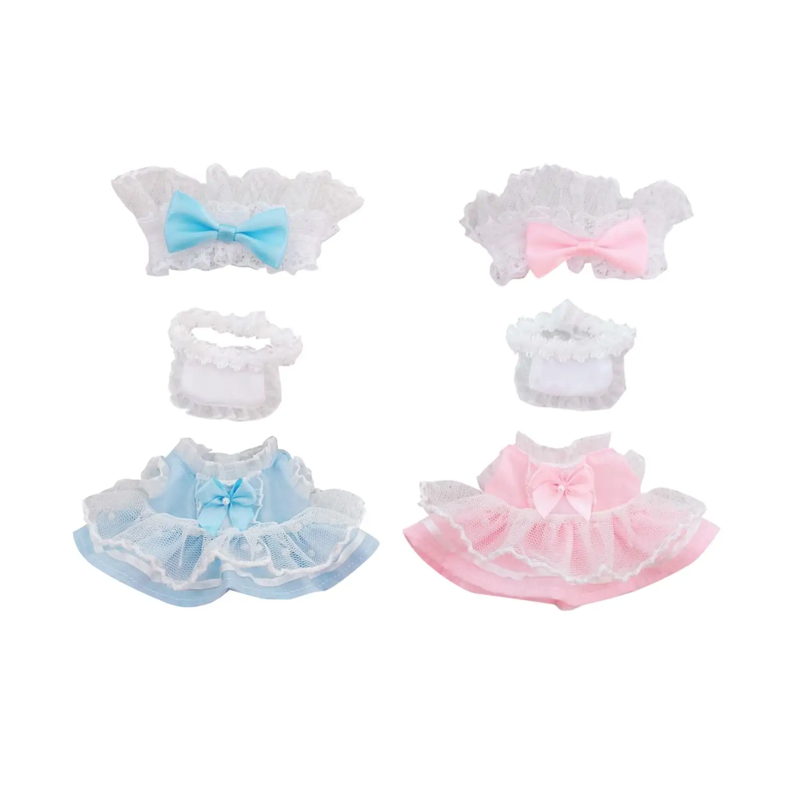 3x Dolls Maid Dress Suit, Costume Accessory, Handmade Clothing with Headband Apron for 17cm Dolls Thanksgiving Gifts