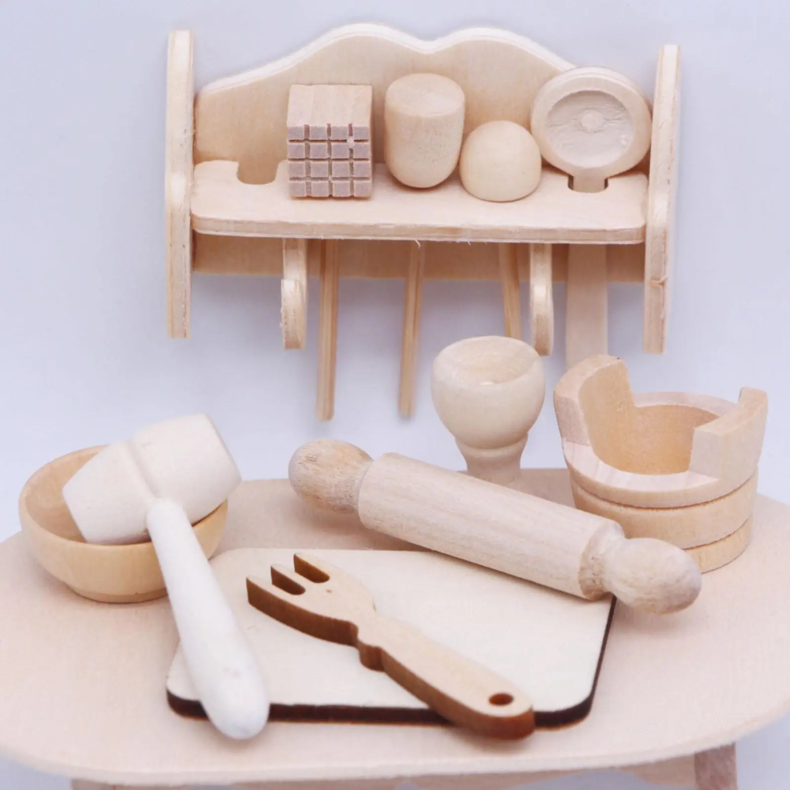 11 Pieces 1:12 Miniature Baking Set Life Scene Simulation Accessories Toy Mini Model for Dollhouse Dining Room Bedroom Ornaments
