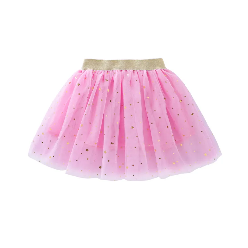 Faldas infantiles para niñas, minifaldas tutú de encaje de algodón de verano para bebés, falda de fiesta de cumpleaños con lentejuelas y estrellas brillantes para baile - imagen 3