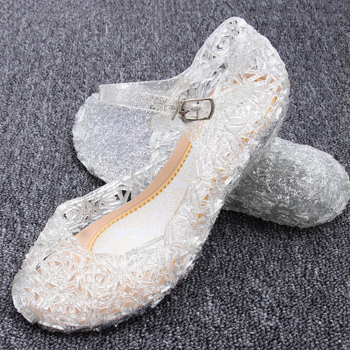 1 par de sandalias de gelatina para niñas, sandalias para niños, sandalias de verano para niños pequeños, Material cómodo de PVC, fácil de quitar, combinación perfecta