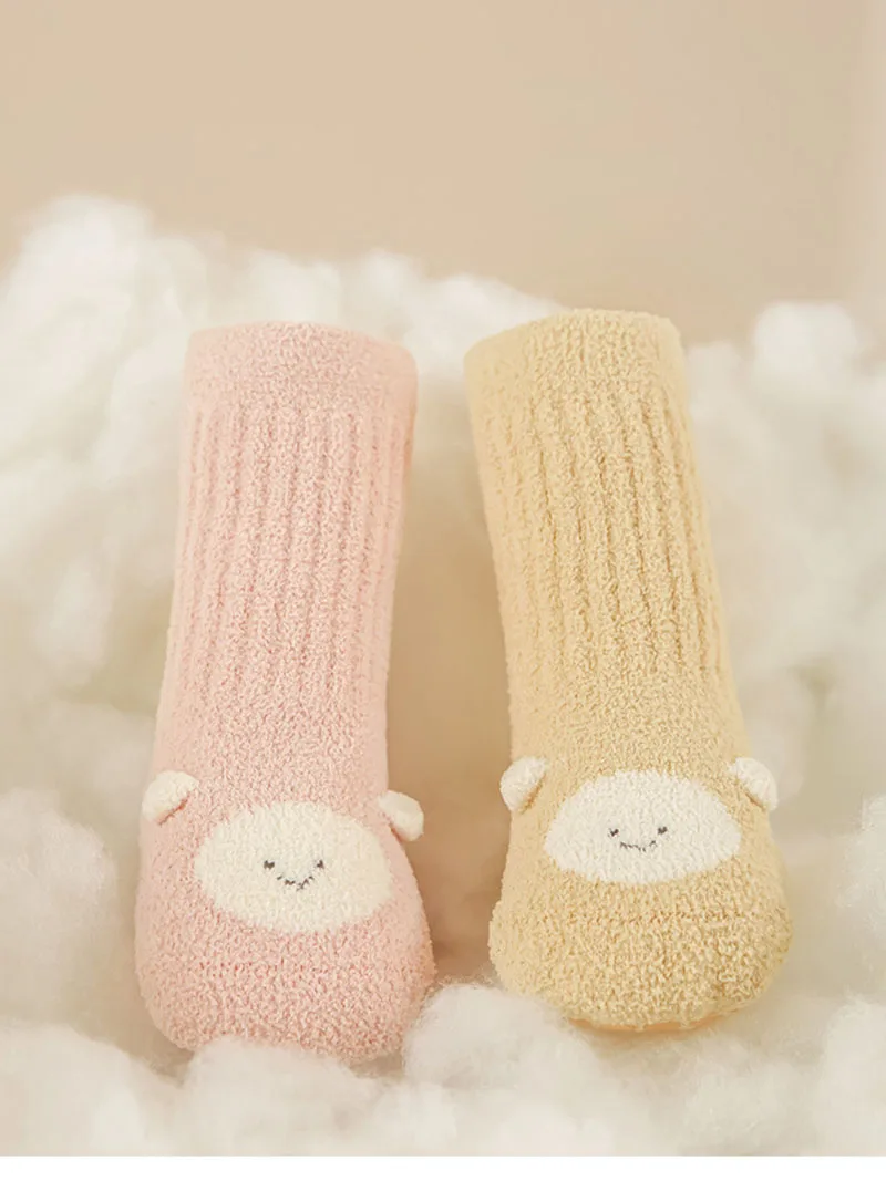 3 Pairs a Lot MILANCEL Winter Baby In Tube Socks 0-5T Cute Cartoon Toddler Boys Non-slip Socks Fleece Padded Infant Floor Socks - imagen 3