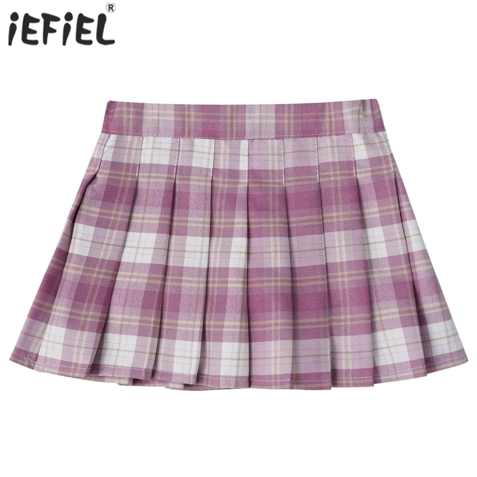 Falda de uniforme escolar para niñas, ropa informal, pantalones cortos con cintura elástica, forro antivaciado, minifalda plisada que combina con todo