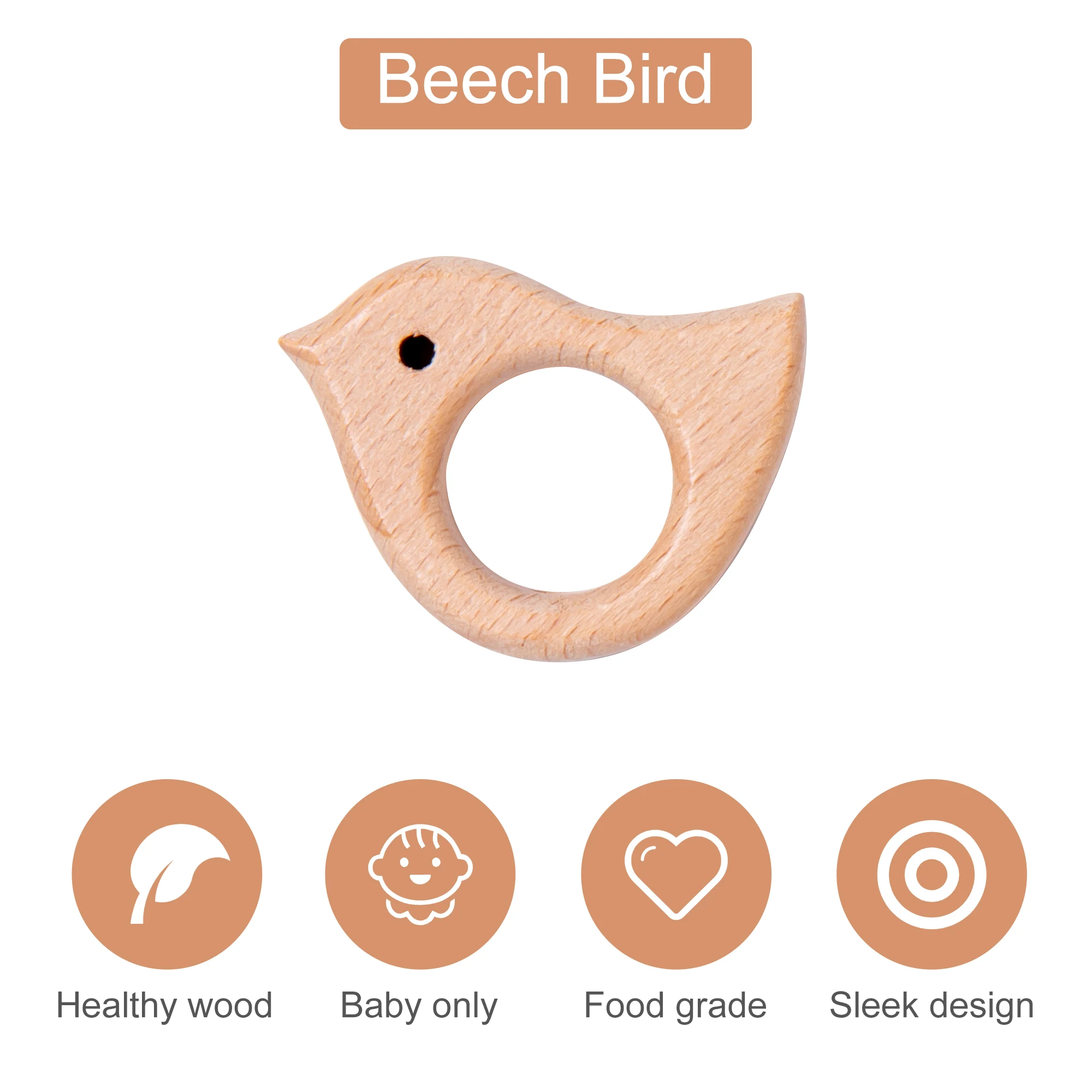 Mordedor y sonajero de madera para bebés sin BPA, erizo - imagen 2
