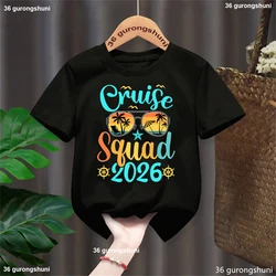 Camiseta con estampado de letras Cruise Squad 2026, camiseta de viaje de vacaciones para niñas/niños, ropa Kawaii para niños, camisetas de manga corta de verano