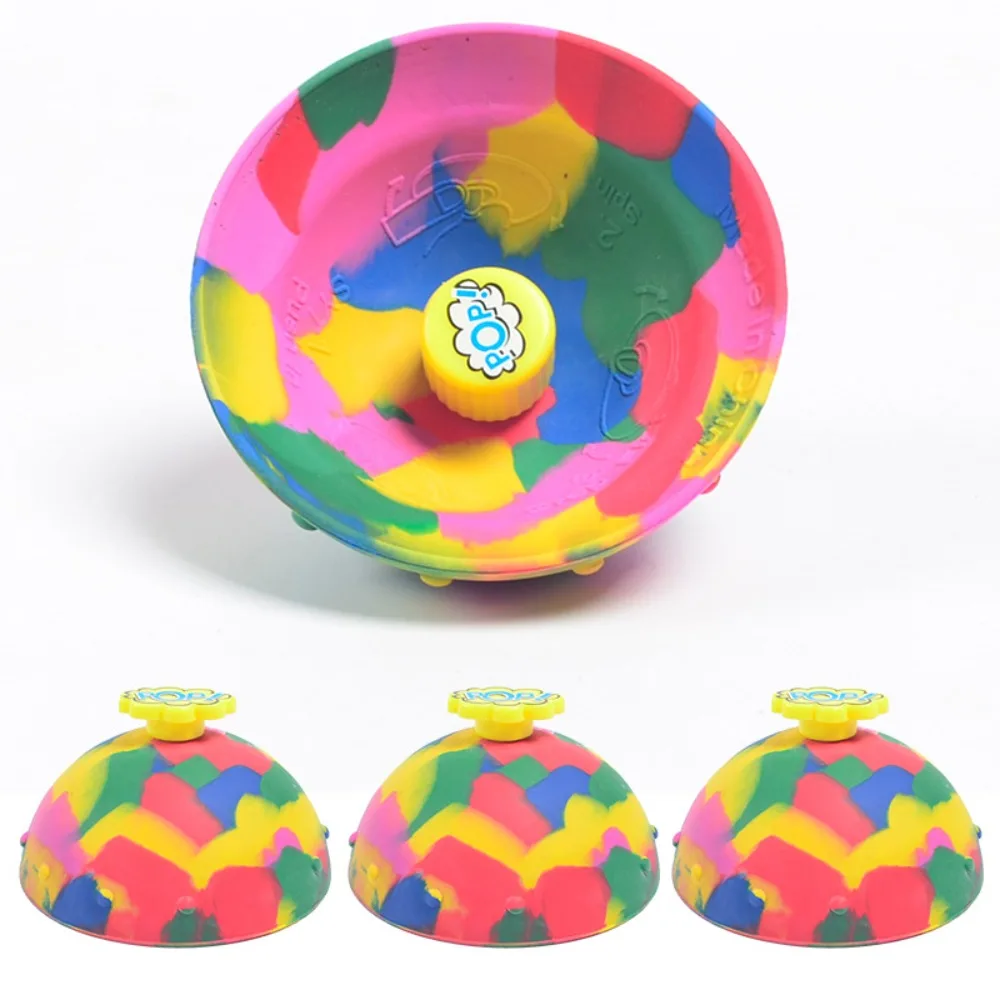 Pelota de rebote antiestrés para niños, bola giratoria de Media bola, juguete Fidget para la punta del dedo, diversión al aire libre