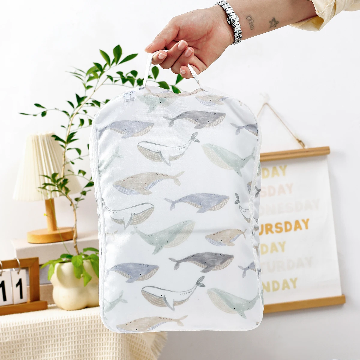 Happyflute 2 uds vainas de pañales para bebés bolsa húmeda de tela húmeda/seca reutilizable lavable almacenamiento de impresión maleta de viaje para la comodidad de la mamá - imagen 5