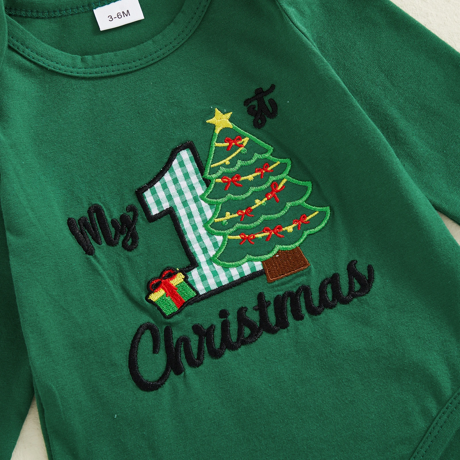 Traje de Navidad para bebé niña con pelele bordado y volantes - imagen 5