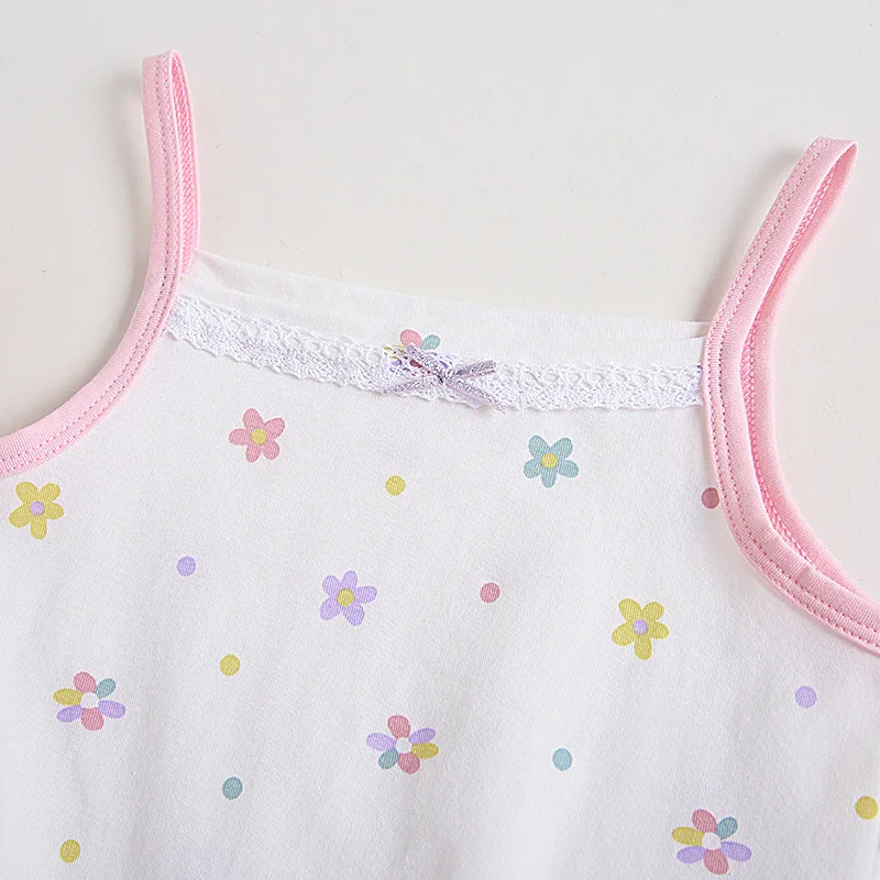 Chaleco con tirantes para niñas de 3 a 10 años, camisa interior de algodón para bebés, versión coreana, camisa de fondo para niños de verano, chaleco pequeño de encaje - imagen 3