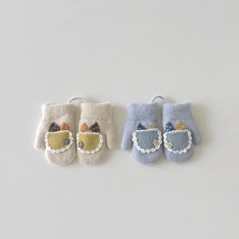 Manoplas de conejo para niña con cordón antipérdida - imagen 3