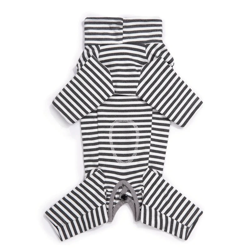 Mono a rayas para perro, jersey suave y cálido de algodón para otoño e invierno, pijamas para cachorros, mono de cuatro patas para mascotas, ropa para perros pequeños - imagen 3