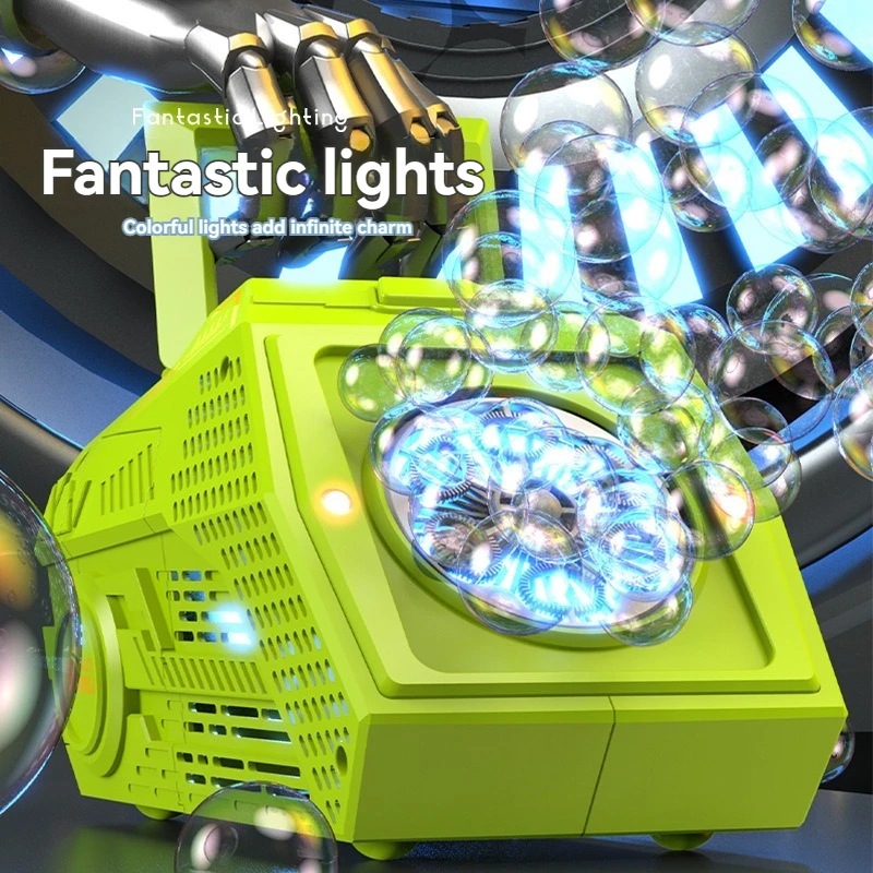 Máquina de burbujas automática para niños, soplador de burbujas de jabón eléctrico portátil con juguetes ligeros, altavoz, juegos al aire libre, cumpleaños, boda - imagen 2