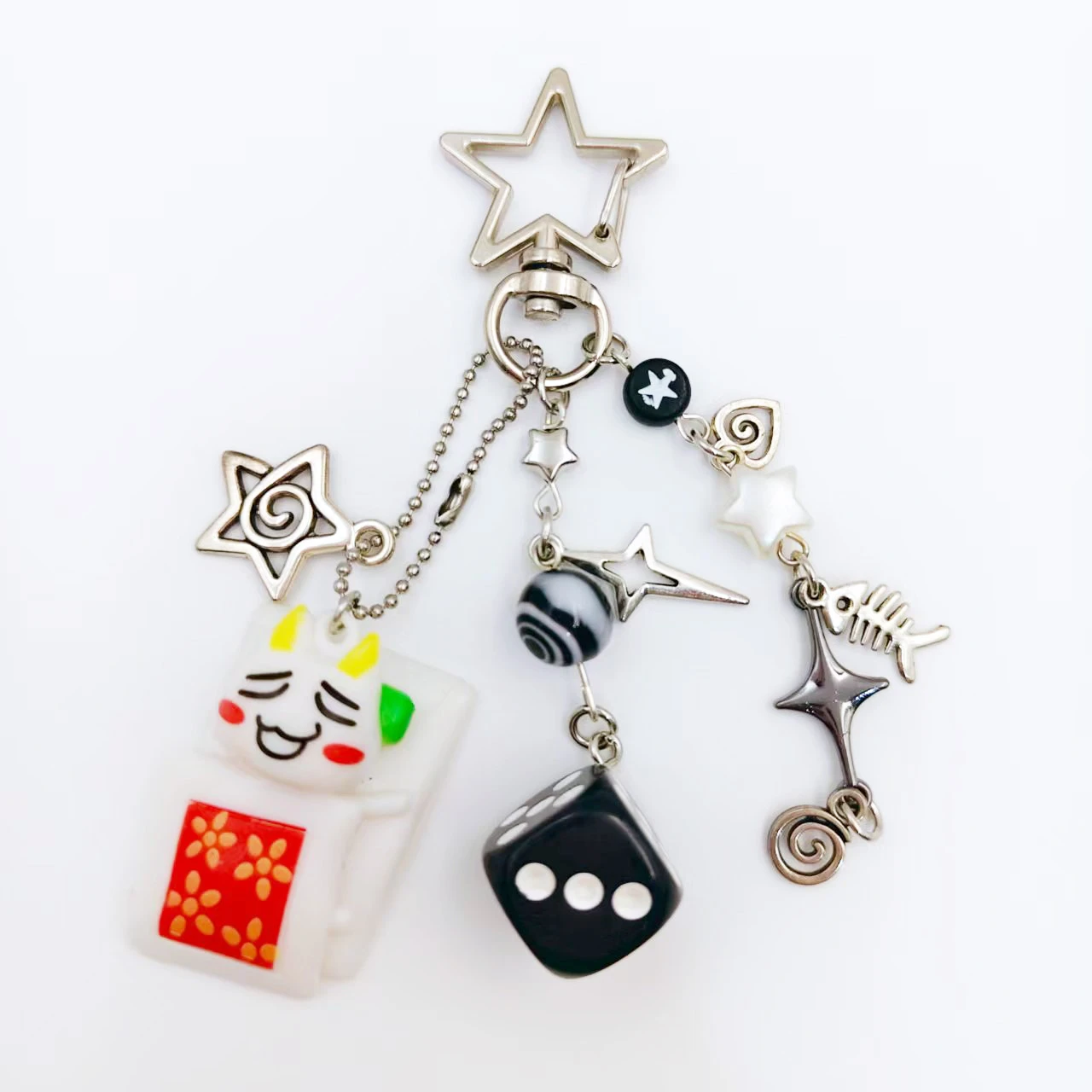 Llavero kawaii con lazo corazón y estrella – Accesorio Y2K para bolso - imagen 5