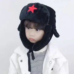 Gorro de invierno Lei Feng: gorro unisex con orejeras parcheadas con estrellas – Gorro de nieve grueso con forro polar para esquiar en el noreste, resistente al viento y cálido